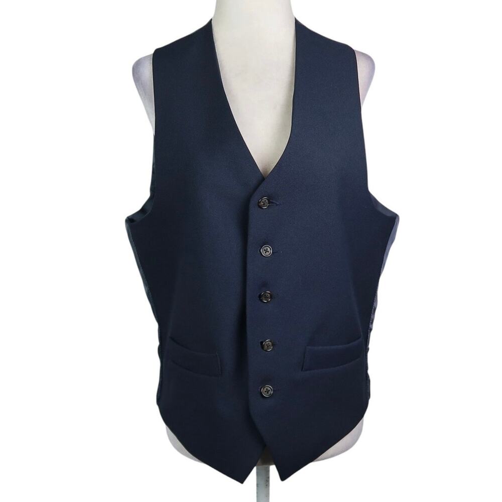 Vintage 70s Levi's Action Suit Navy Blue Vest Tailored Waistcoat 40R Mens